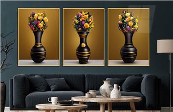 Alüminyum Çerçeveli Sanat Temalı 3lü Set CAM Tablo 0031