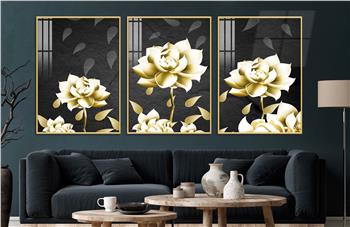 Alüminyum Çerçeveli Sanat Temalı 3lü Set CAM Tablo 0040