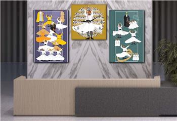 Kunst Thematisches 2-teiliges bedrucktes Glas und Uhrenset