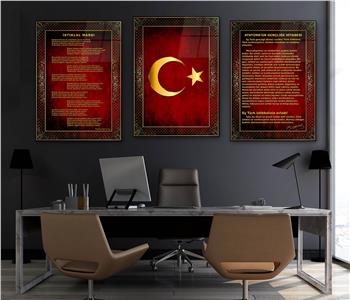  3lü Set VatanTemalı Cam Tablo 14