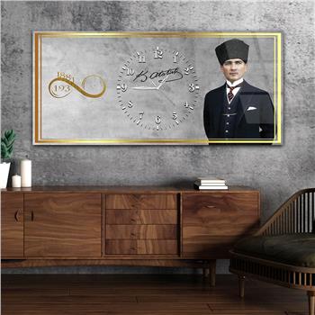 Tableau en verre sur le thème de la nation avec horloge centrale horizontale  027