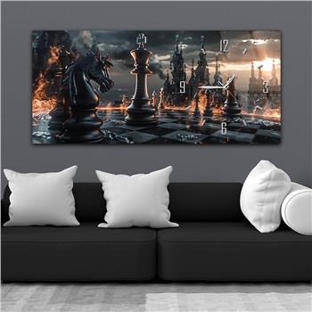 Yatay Saatli Yandan Sanat Temalı Cam Tablo 297