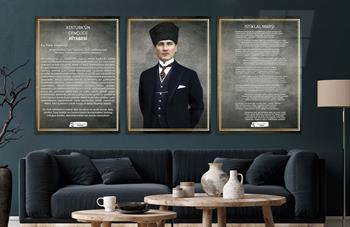 Atatürk İstiklal Marşı ve Gençliğe Hitabe Cam Tablo Seti
