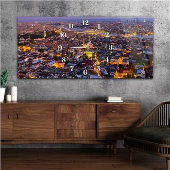 Yatay Saatli Ortadan Sanat Temalı Cam Tablo111