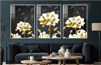 Alüminyum Çerçeveli Sanat Temalı 3lü Set CAM Tablo 0040