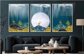 Alüminyum Çerçeveli Sanat Temalı 3lü Set CAM Tablo 0042