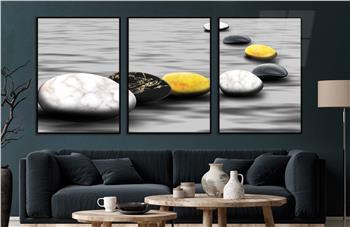 Alüminyum Çerçeveli Sanat Temalı 3lü Set CAM Tablo 0067