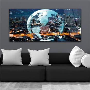 Yatay Saatli Yandan Sanat ve Doğa Temalı Cam Tablo 210