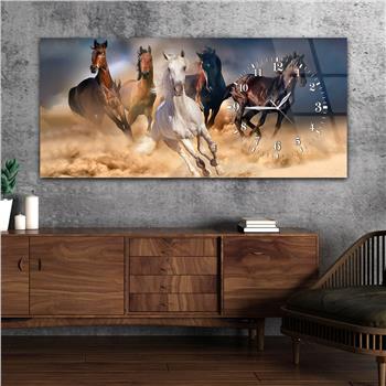 Yatay Saatli Yandan Sanat ve Doğa Temalı Cam Tablo 009