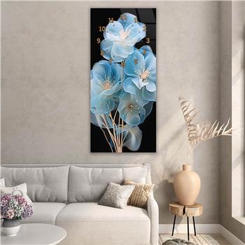 Vertikales bedrucktes Glas Kunst und Naturthema mit Uhr Oben  041