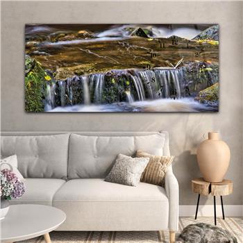 Horizontal bedrucktes Glas mit Kunst und Naturthema und einer Uhr an der Seite 052