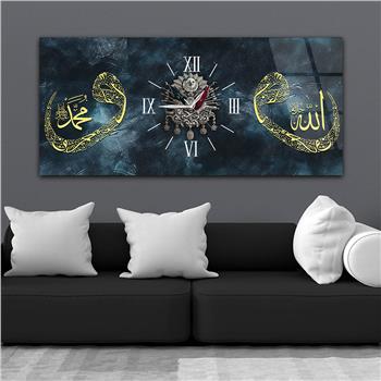 Tableau en verre à thème religieux avec horloge centrale horizontale  102