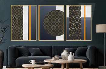 Alüminyum Çerçeveli Sanat Temalı 3lü Set CAM Tablo 0057