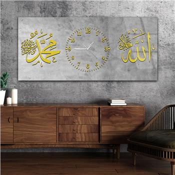 Tableau en verre à thème religieux avec horloge centrale horizontale  068