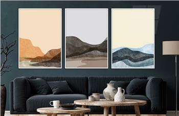 Alüminyum Çerçeveli Sanat Temalı 3lü Set CAM Tablo 0023