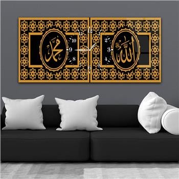 Tableau en verre à thème religieux avec horloge centrale horizontale  046