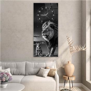 Dikey Üstten Saatli Sanat Temalı Cam Tablo 091