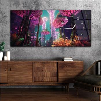 Yatay Saatli Yandan Sanat ve Doğa Temalı Cam Tablo 228