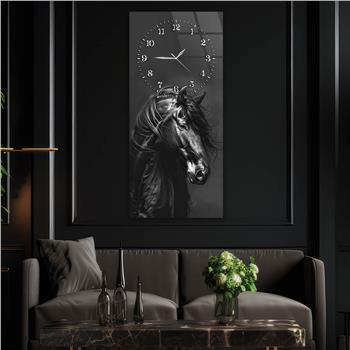 Dikey Üstten Saatli Sanat Temalı Cam Tablo 099