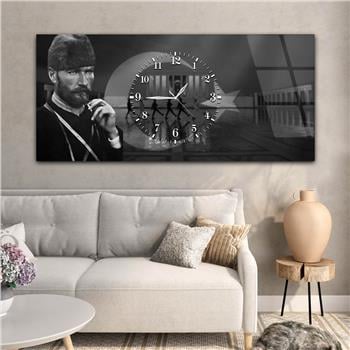 Tableau en verre sur le thème de la nation avec horloge centrale horizontale  055