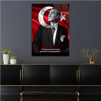 Dikey Vatan Temalı Cam Tablo 309