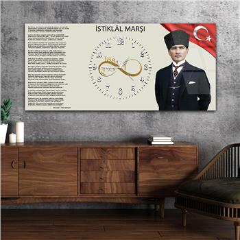 Tableau en verre sur le thème de la nation avec horloge centrale horizontale  025