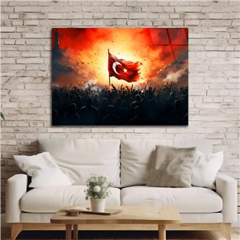 Yatay VatanTemalı Cam Tablo 112