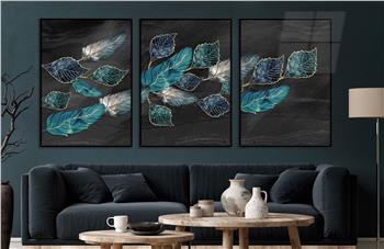 Alüminyum Çerçeveli Sanat Temalı 3lü Set CAM Tablo 0037