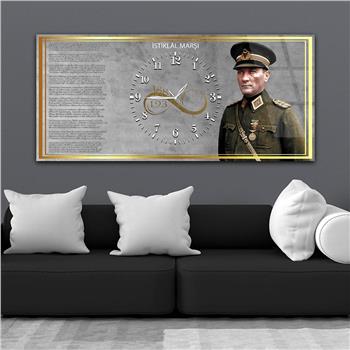 Tableau en verre sur le thème de la nation avec horloge centrale horizontale  034