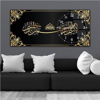 لوحة زجاجية أفقية ذات طابع ديني مع ساعة جانبية 038