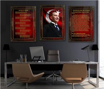  3lü Set VatanTemalı Cam Tablo 23