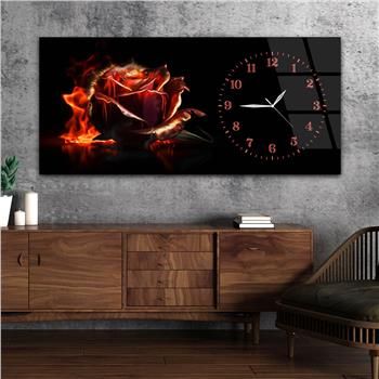 Yatay Saatli Yandan Sanat Temalı Cam Tablo 262