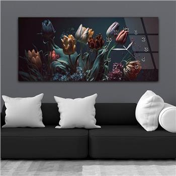 Horizontaal, Aan De Zijkant Voorzien Van Een Klok, Kunst en Natuur Thema Gehard Glasschilderij 196