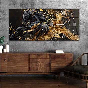 Yatay Saatli Yandan Sanat Temalı Cam Tablo 311