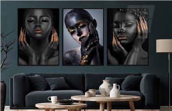 Alüminyum Çerçeveli Sanat Temalı 3lü Set CAM Tablo 0072