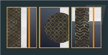 Alüminyum Çerçeveli Sanat Temalı 3lü Set MDF Tablo 0057