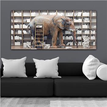 Horizontal bedrucktes Glas mit Kunst und Naturthema und einer Uhr an der Seite 065