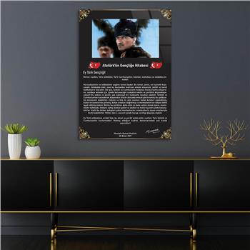 GENÇLİĞE HİTABE YAZILI CAM TABLO