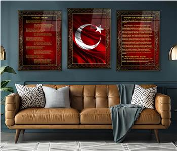  3lü Set VatanTemalı Cam Tablo 16