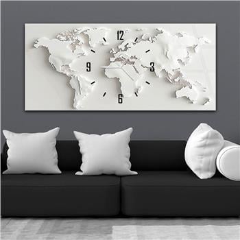 Yatay Saatli Ortadan Vatan Temalı Cam Tablo 102