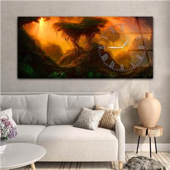 Yatay Saatli Yandan Sanat Temalı Cam Tablo 261