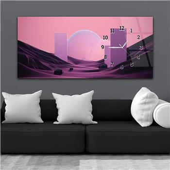 Yatay Saatli Yandan Sanat ve Doğa Temalı Cam Tablo 229