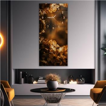 Dikey Üstten Saatli Sanat Temalı Cam Tablo 022