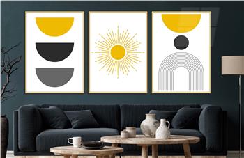 Alüminyum Çerçeveli Sanat Temalı 3lü Set CAM Tablo 0002