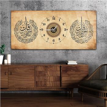 Tableau en verre à thème religieux avec horloge centrale horizontale  074