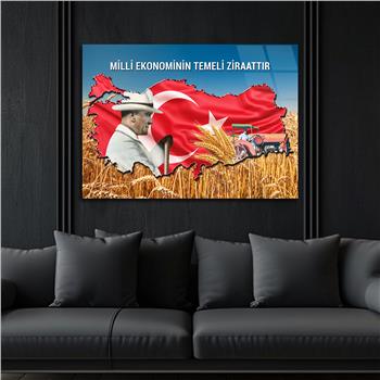 Yatay VatanTemalı Cam Tablo 121