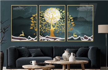 Alüminyum Çerçeveli Sanat Temalı 3lü Set CAM Tablo 0029