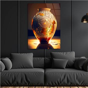 Dikey Sanat Temalı Cam Tablo 481