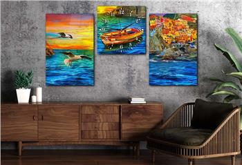 SANAT TEMALI  CAM TABLO SAAT SETİ 