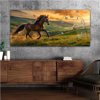 Yatay Saatli Yandan Sanat Temalı Cam Tablo 314